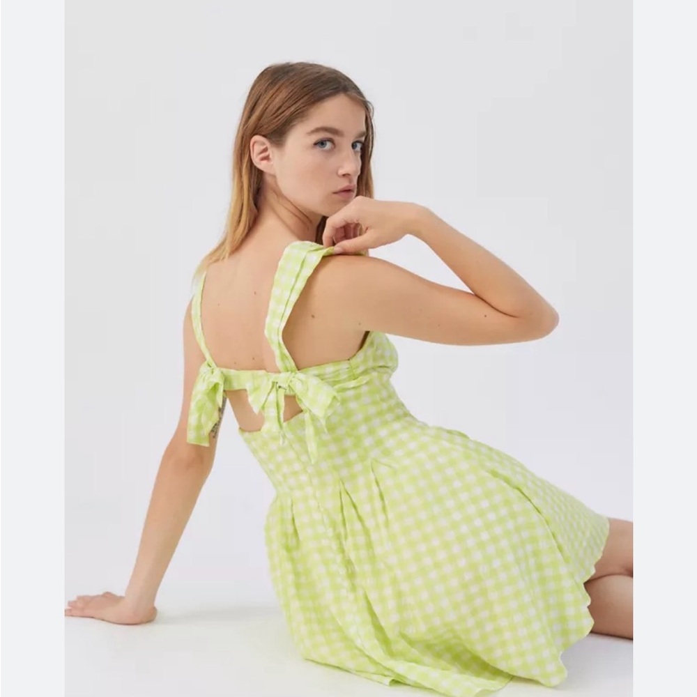 For Love & Lemons August Dress - Green Gingham - M